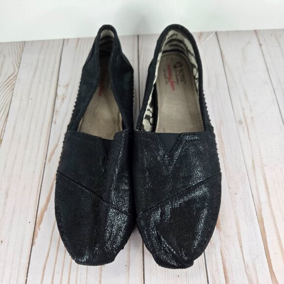 BOBS From Skechers Women's Luxe Rain Dance Black Slip On Flats Size 11 in Black - Picture 3 of 14